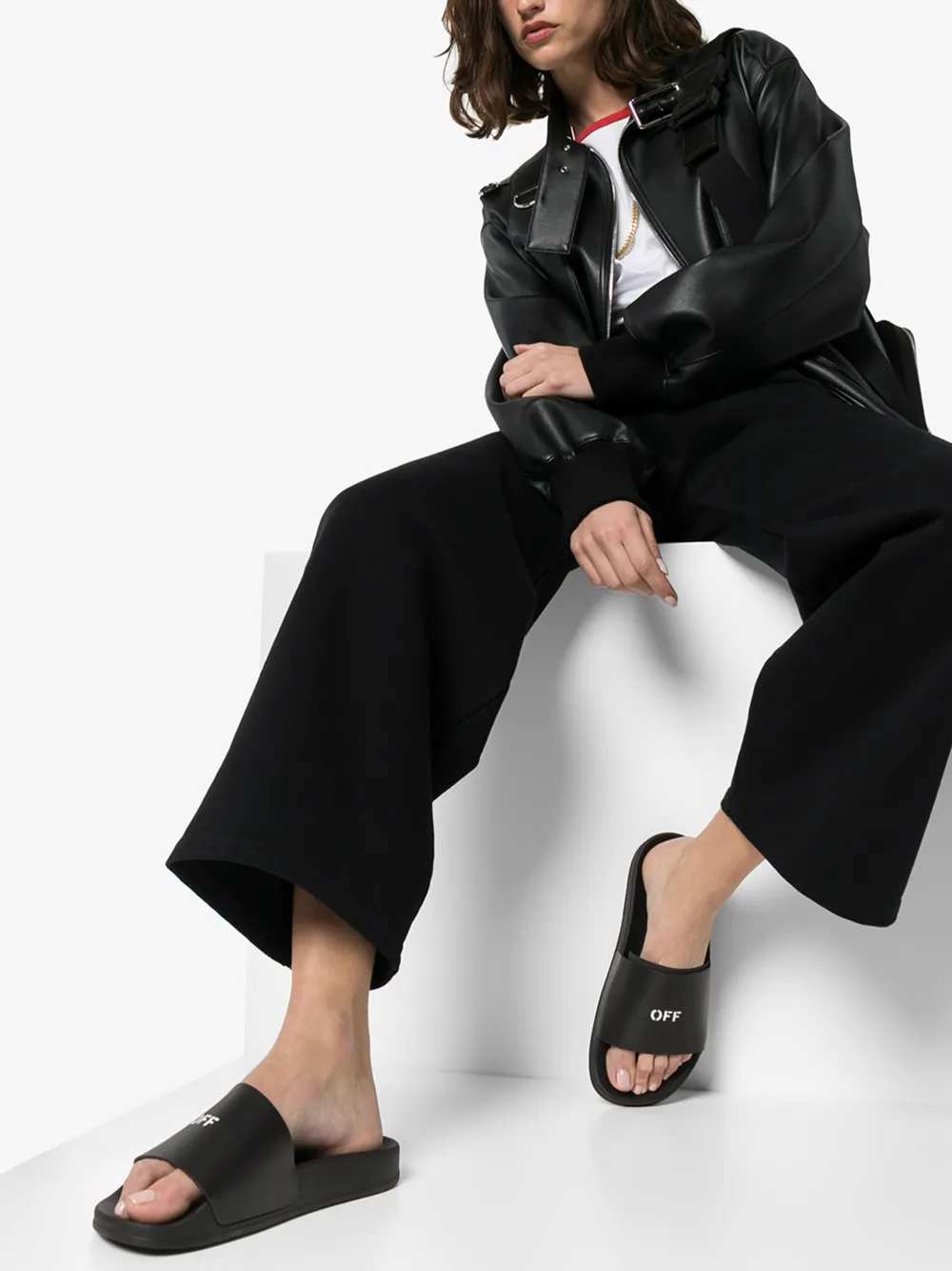 OFF-WHITE OFF-WHITE CONTRASTING LOGO SLIDES,OWIA208R20H64068100014740667