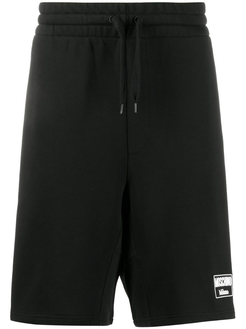 Moschino Logo Patch Track Shorts In Black