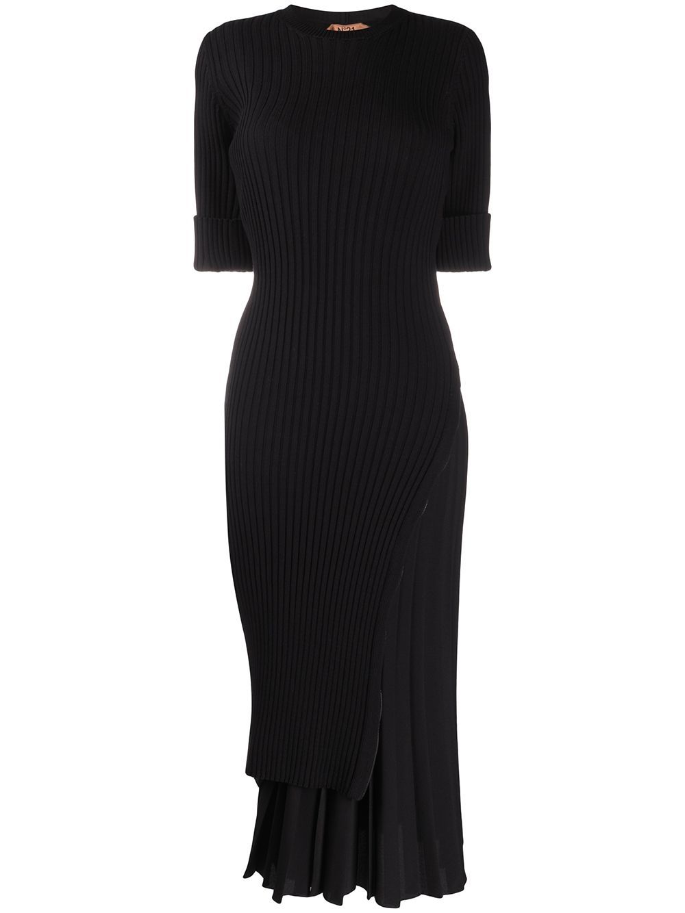 N°21 Rib-knit Asymmetric Dress In Black