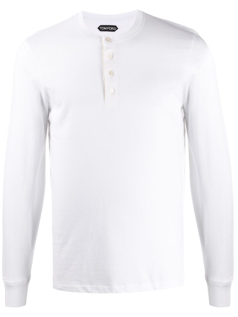 Tom Ford Buttoned Long Sleeves T-shirt In White | ModeSens