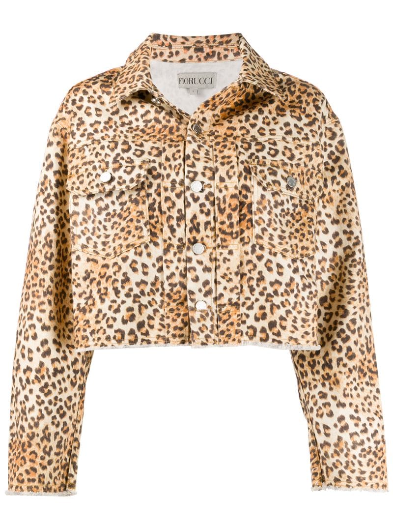 Shop Fiorucci 'berty' Jacke Mit Leoparden-print In Neutrals