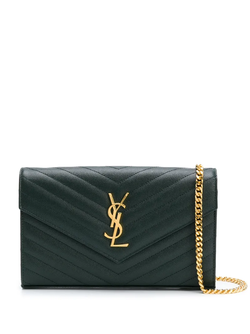 Click to view more detailed imagery on our partner's website Saint Laurent Monogram Plaque Clutch In Green