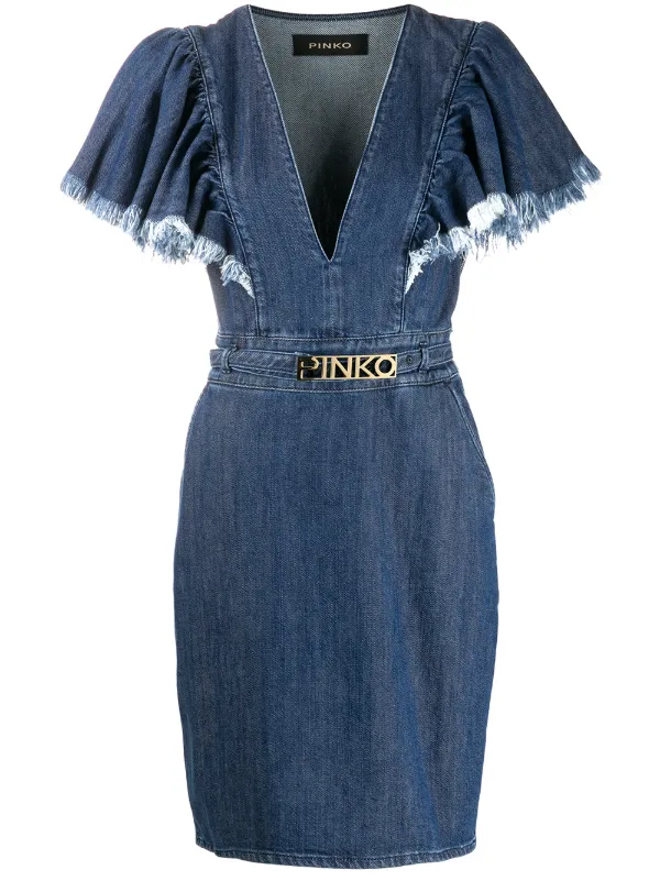 one shoulder denim dress