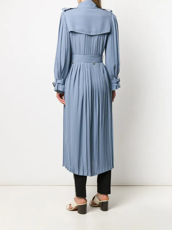 Valentino Garavani Pleated Trench Coat | Blue | FARFETCH