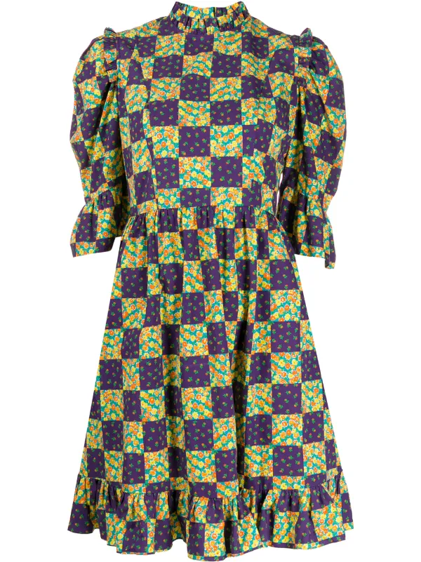 checkered midi dress