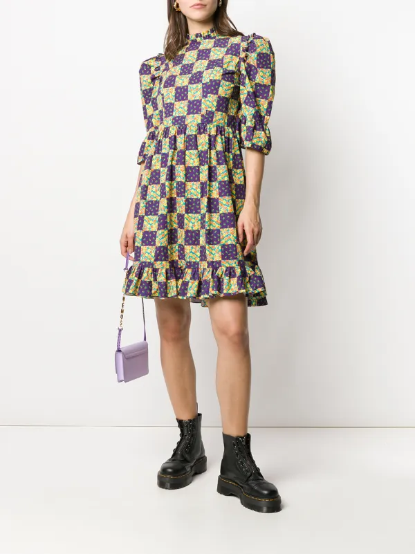 checkered midi dress