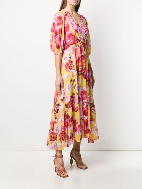 PINKO V-neck Floral Print Dress - Farfetch