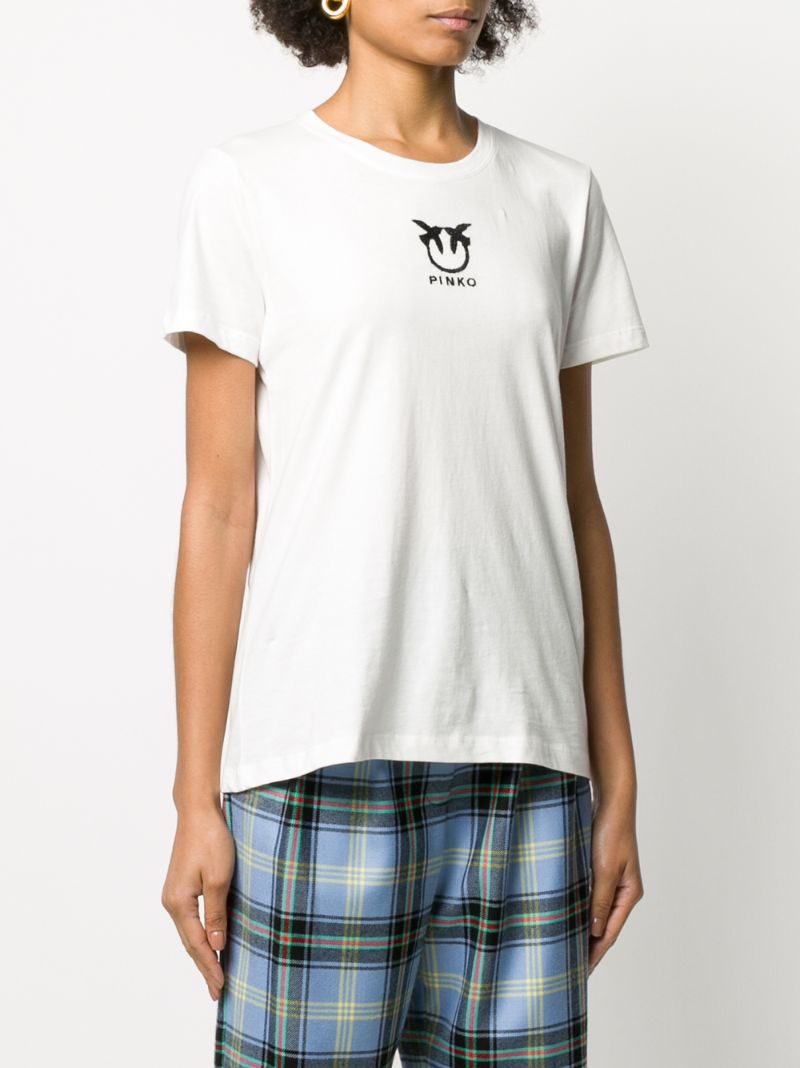 Shop Pinko Embroidered Logo T-shirt In White