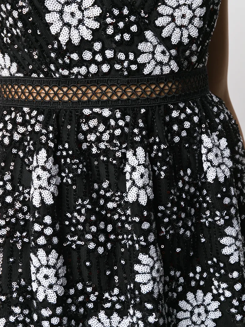 SELF-PORTRAIT V-neck floral sequin dress