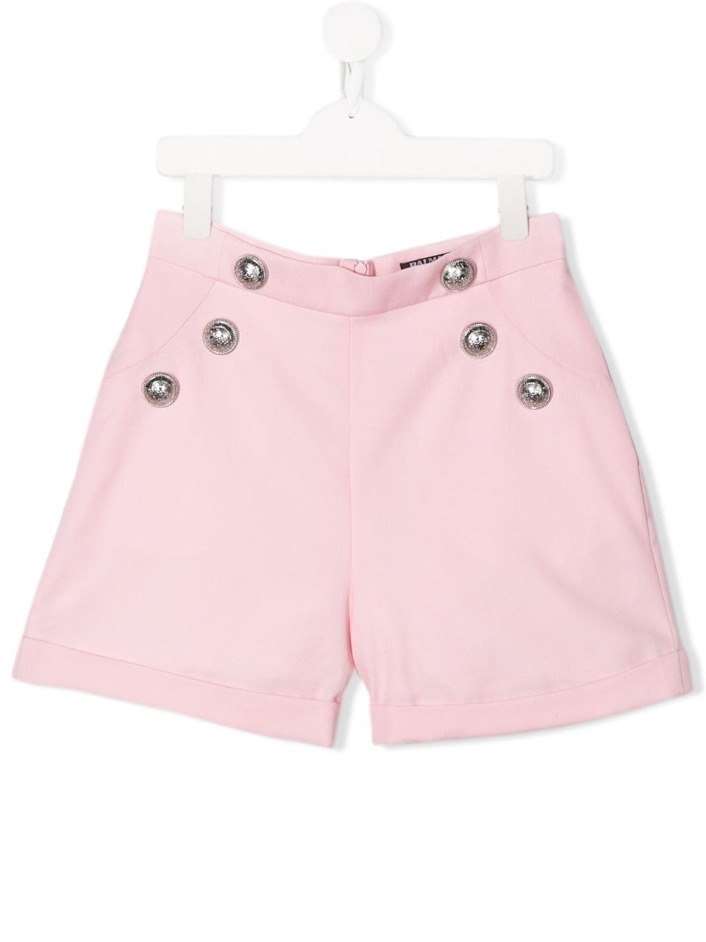 Balmain Teen High-rise Buttoned Shorts In Pink