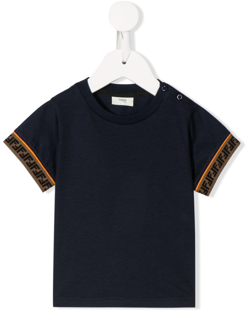 Fendi Babies' Logo Tape Sleeves T-shirt In Blue