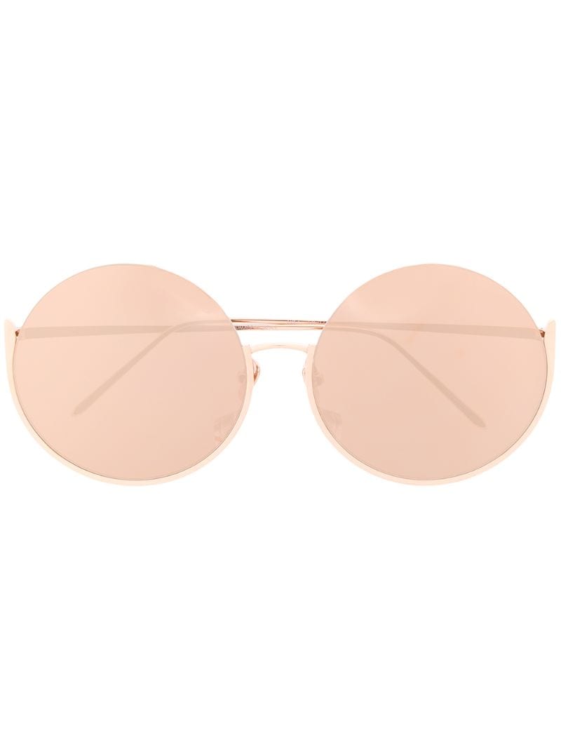 Linda Farrow Mirrored Round Sunglasses In Pink