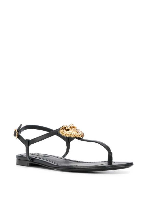 希少 DOLCE&GABBANA ドルガバ ロゴプレート フラット サンダル Dolce & Gabbana ドルチェ＆ガッバーナ ロゴプレート サンダル