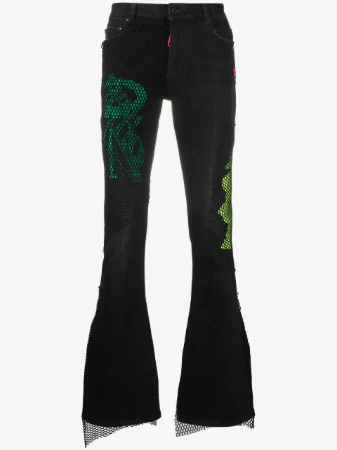 Off-White jeans acampanados con detalle sobrepuesto 