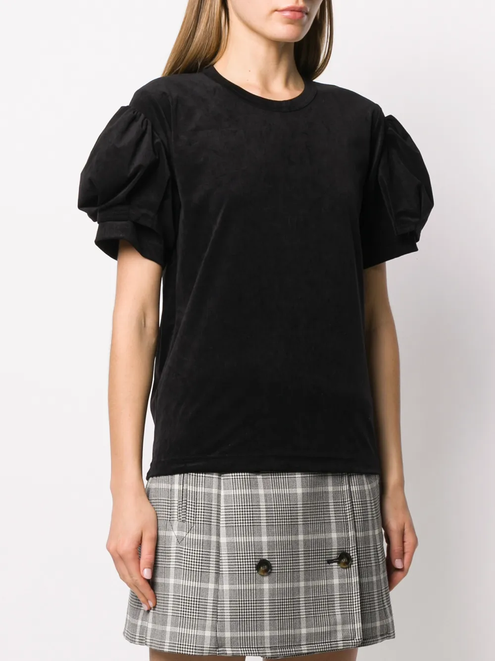 Comme Des Garçons Textured Puff Sleeve T-shirt In Black