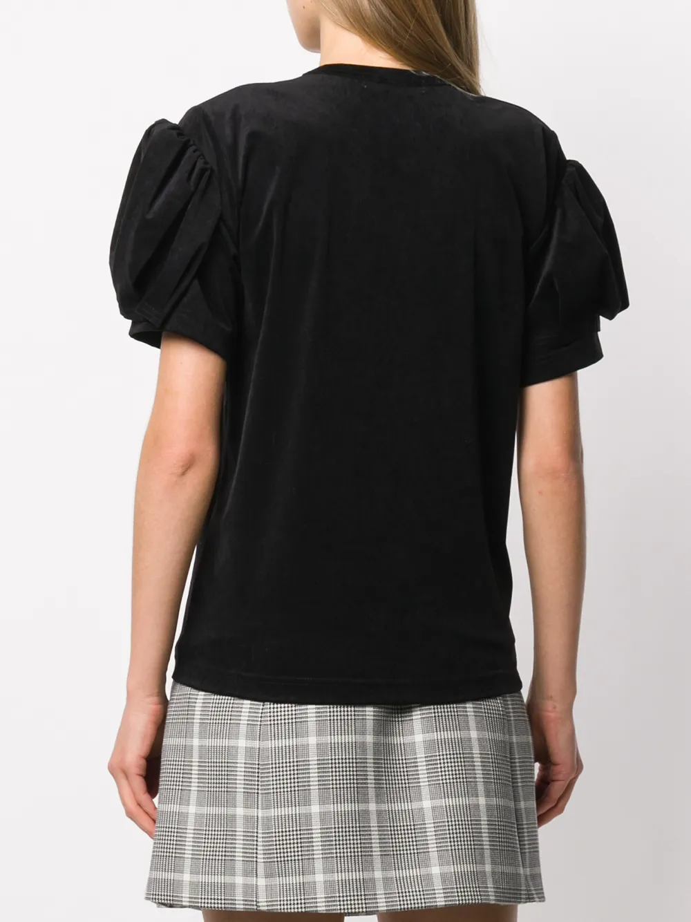 Comme Des Garçons Textured Puff Sleeve T-shirt In Black