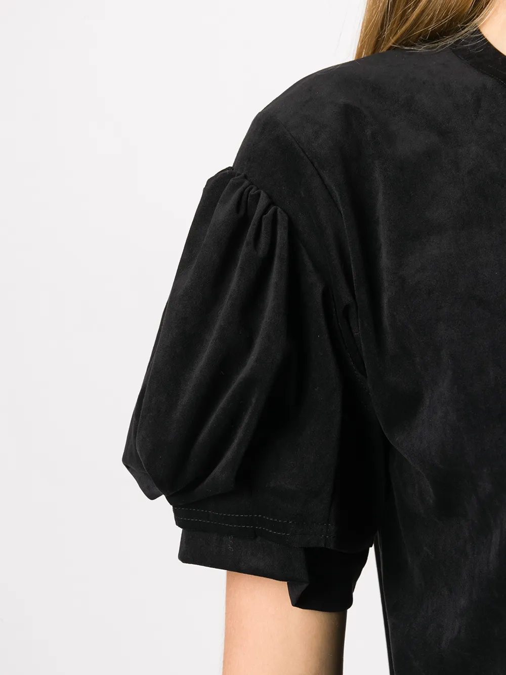 Comme Des Garçons Textured Puff Sleeve T-shirt In Black