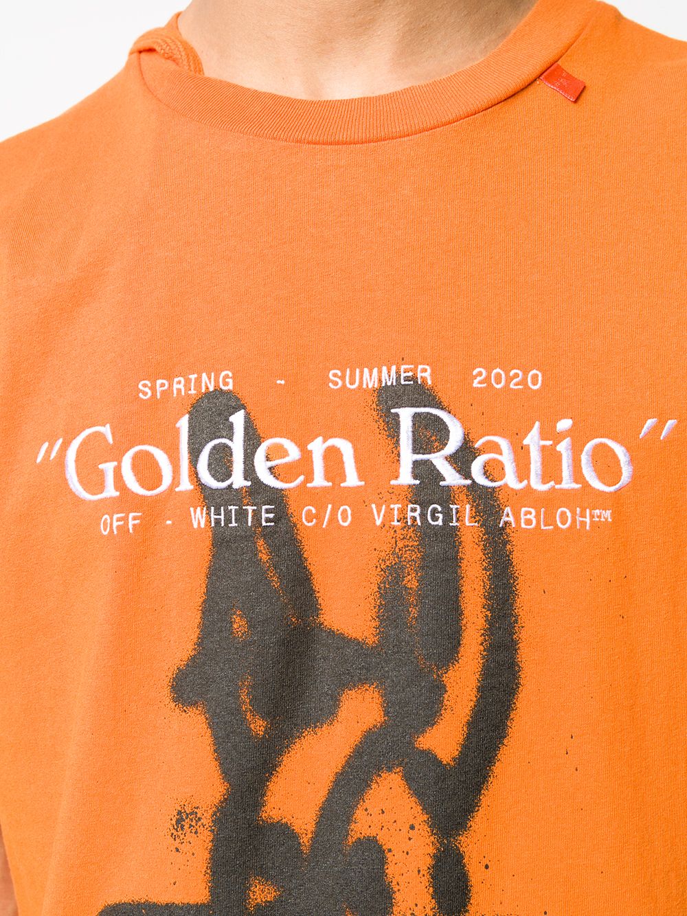 orange and black off white shirt