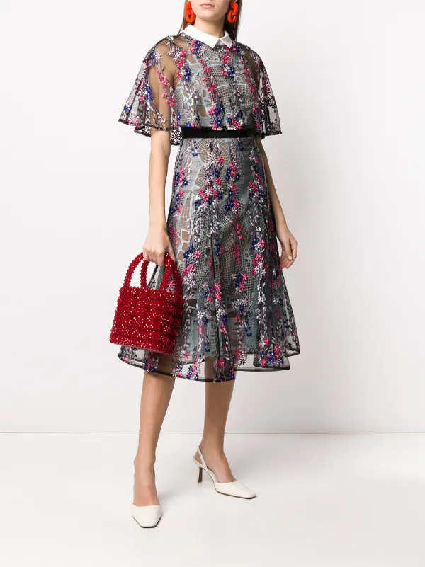 self portrait floral embroidered midi dress