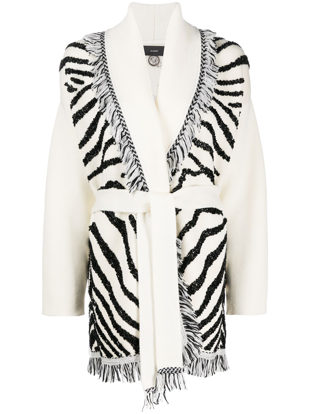 фото Alanui glam zebra embr cardigan lapponia white