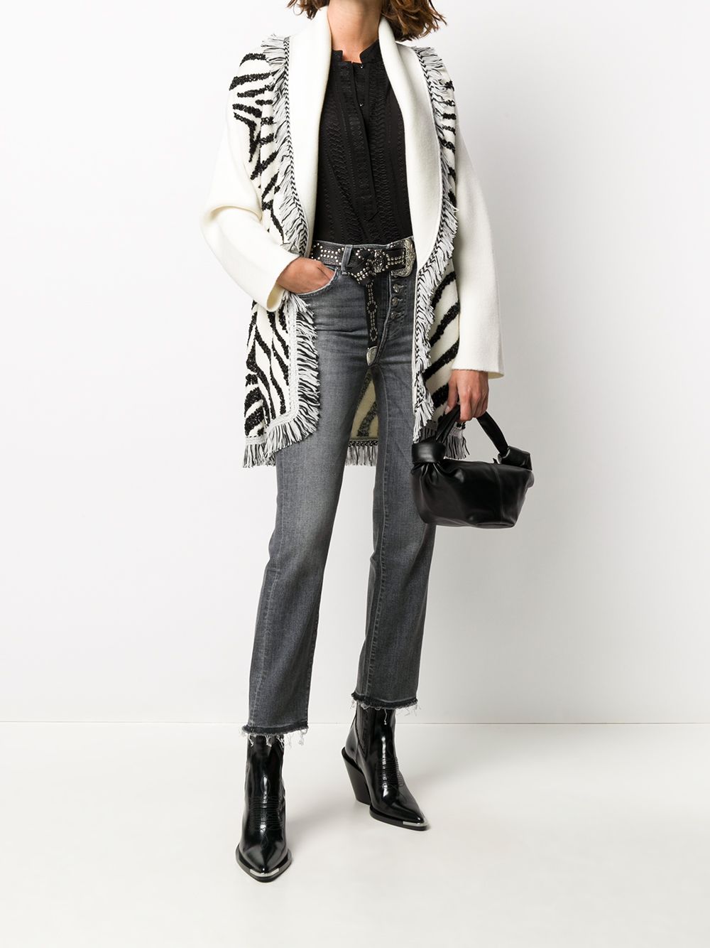 фото Alanui glam zebra embr cardigan lapponia white