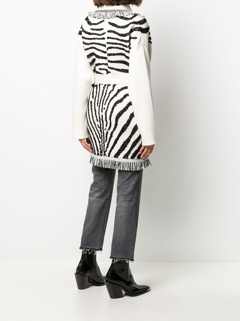 фото Alanui glam zebra embr cardigan lapponia white