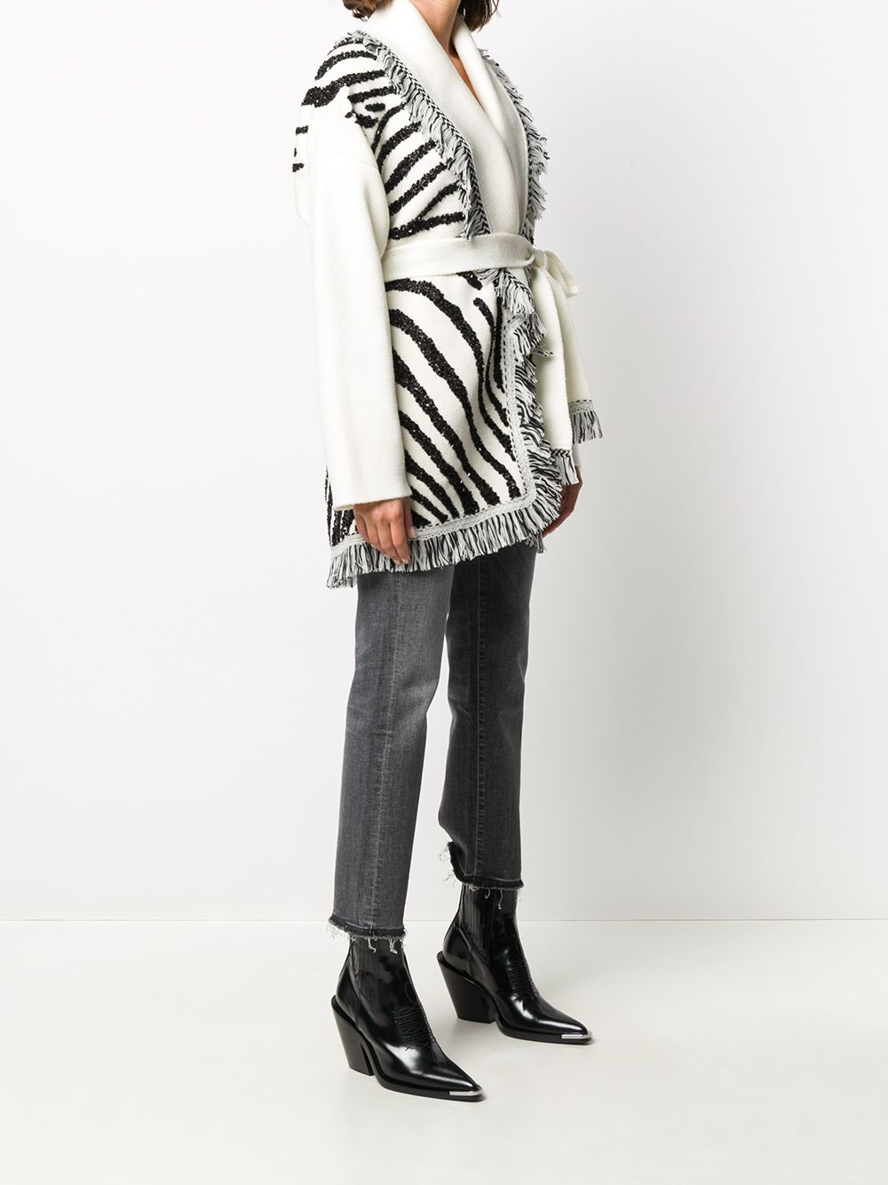 фото Alanui glam zebra embr cardigan lapponia white