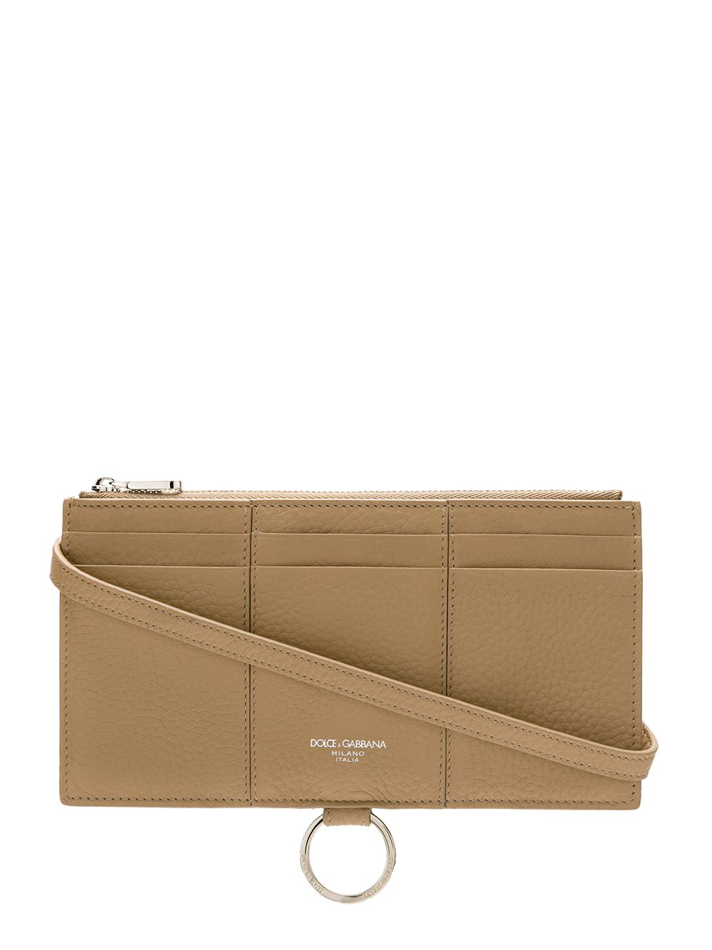 Dolce & Gabbana Large Leather Card Holder In Neutrals