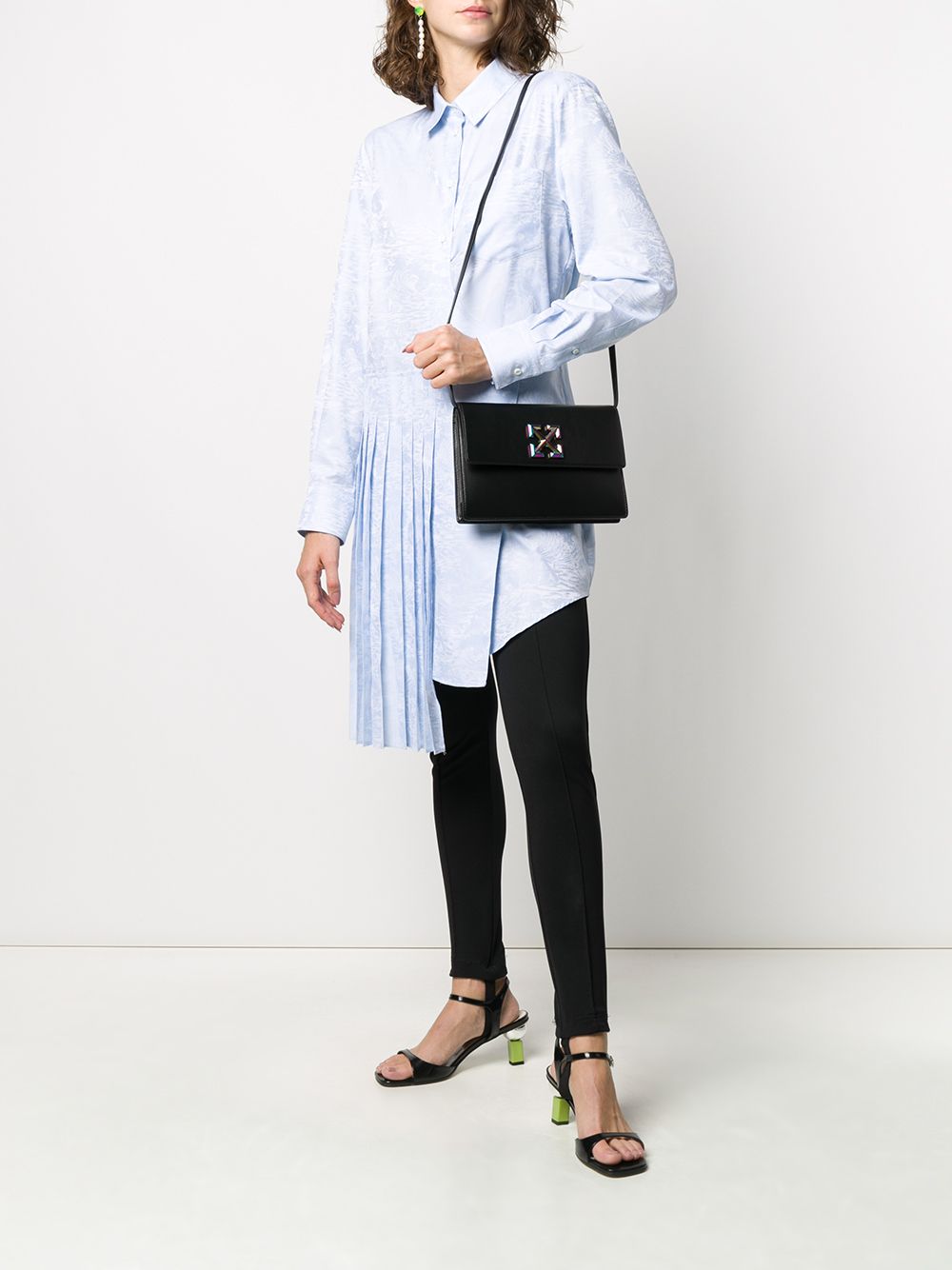 Off-White Asymmetrische plooi-jurk - Blauw