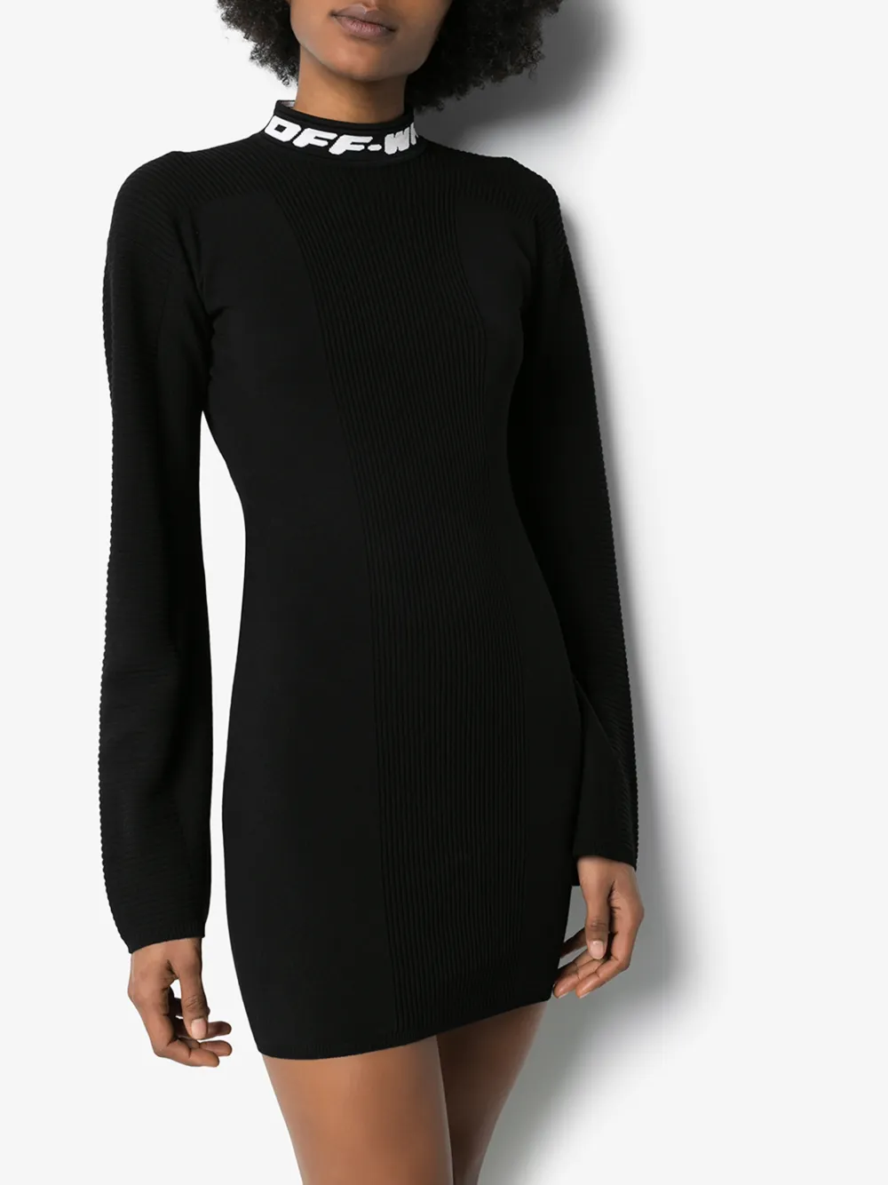 OFF-WHITE INDUSTRIAL LOGO COLLAR KNIT DRESS,OWHI023R20H33068100014746883