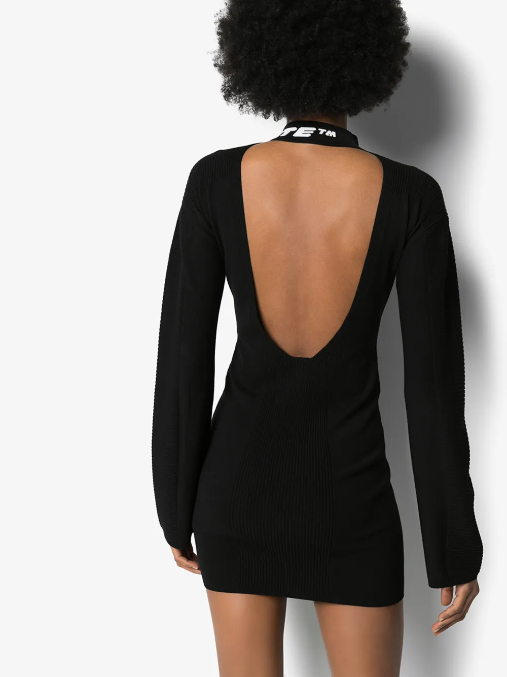 OFF-WHITE INDUSTRIAL LOGO COLLAR KNIT DRESS,OWHI023R20H33068100014746883