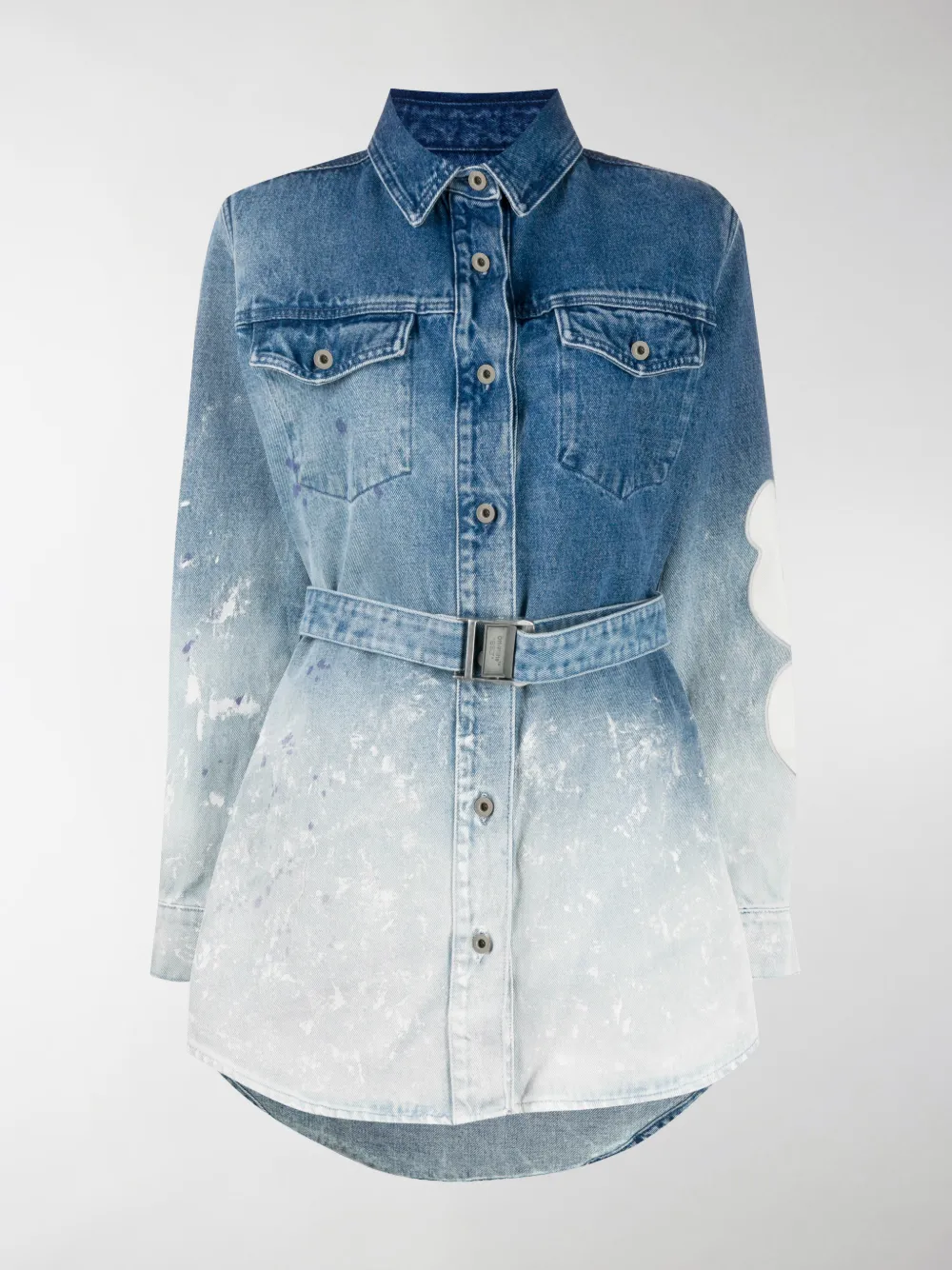 OFF-WHITE GRADIENT DENIM SHIRT DRESS,OWYM002R20773098717114746893