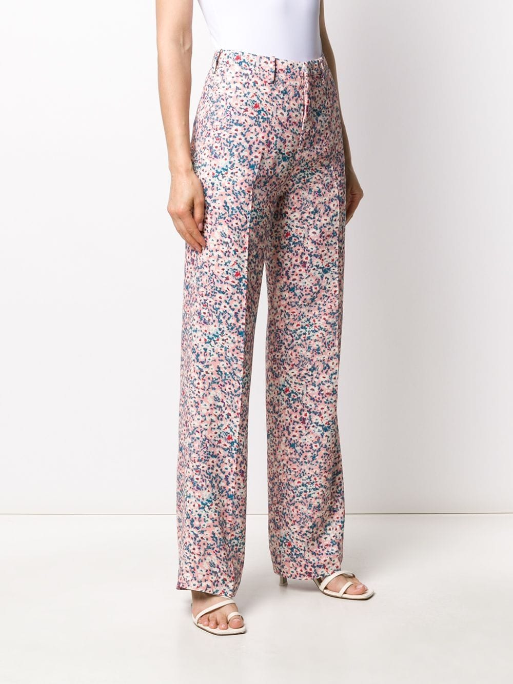 Shop N°21 Daisy Print Wide-leg Trousers In Multicolour