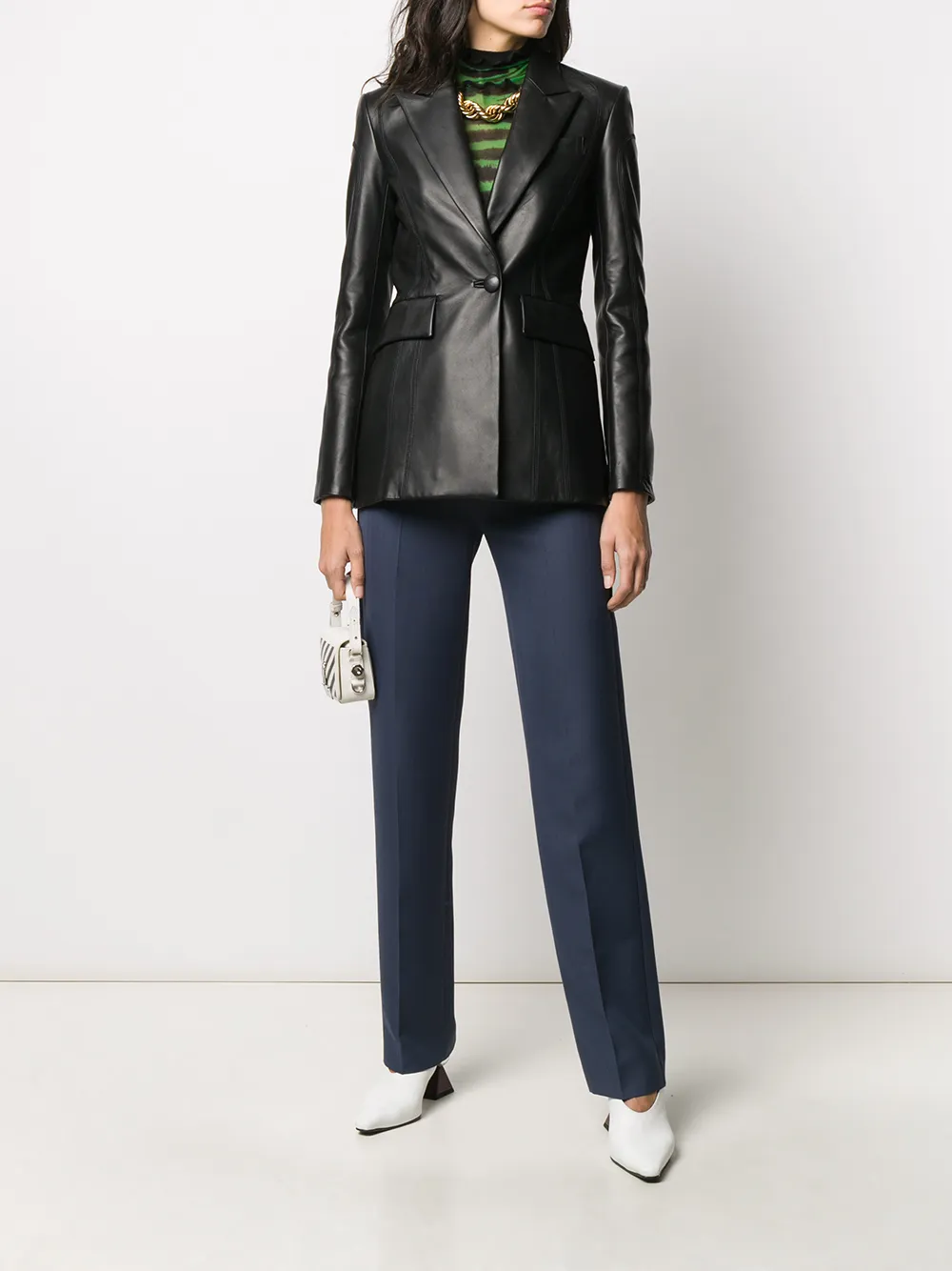Image 2 of Off-White leather fitted jacket