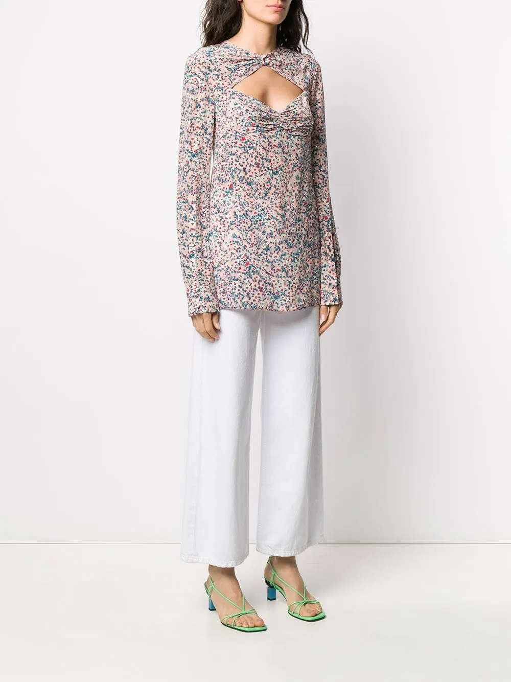 фото Nº21 топ на пуговицах с цветочным принтом