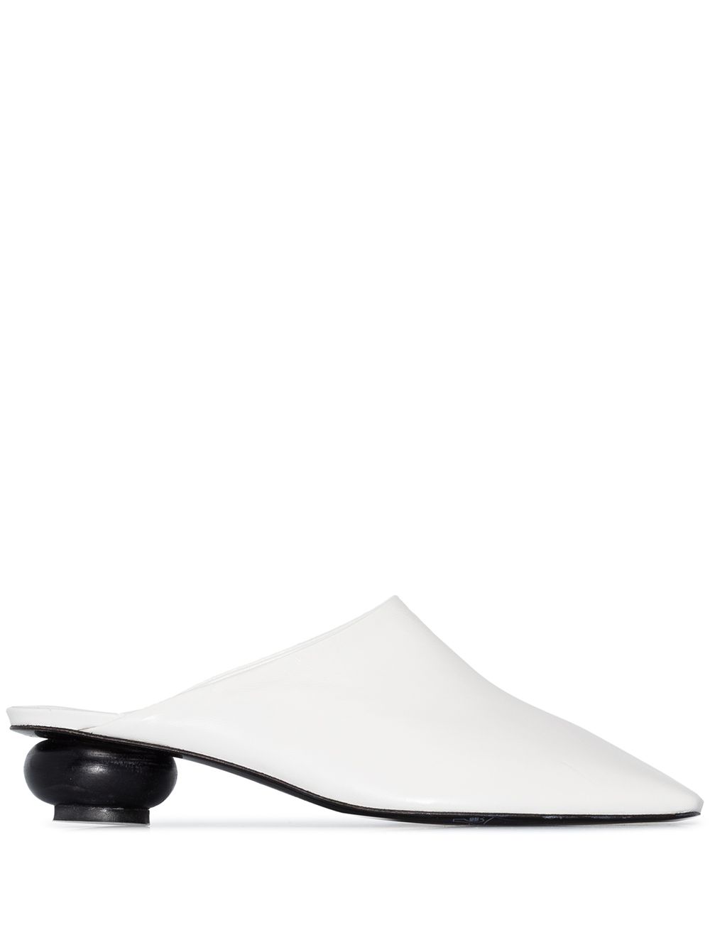 фото Low classic white square toe leather mules