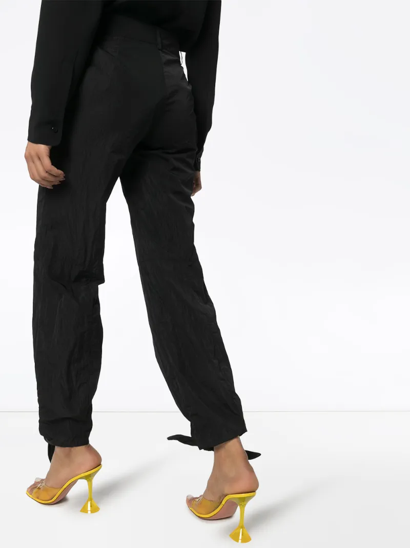 OFF-WHITE BOW-HEM LOGO PRINT TROUSERS