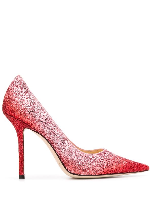 red glitter high heels