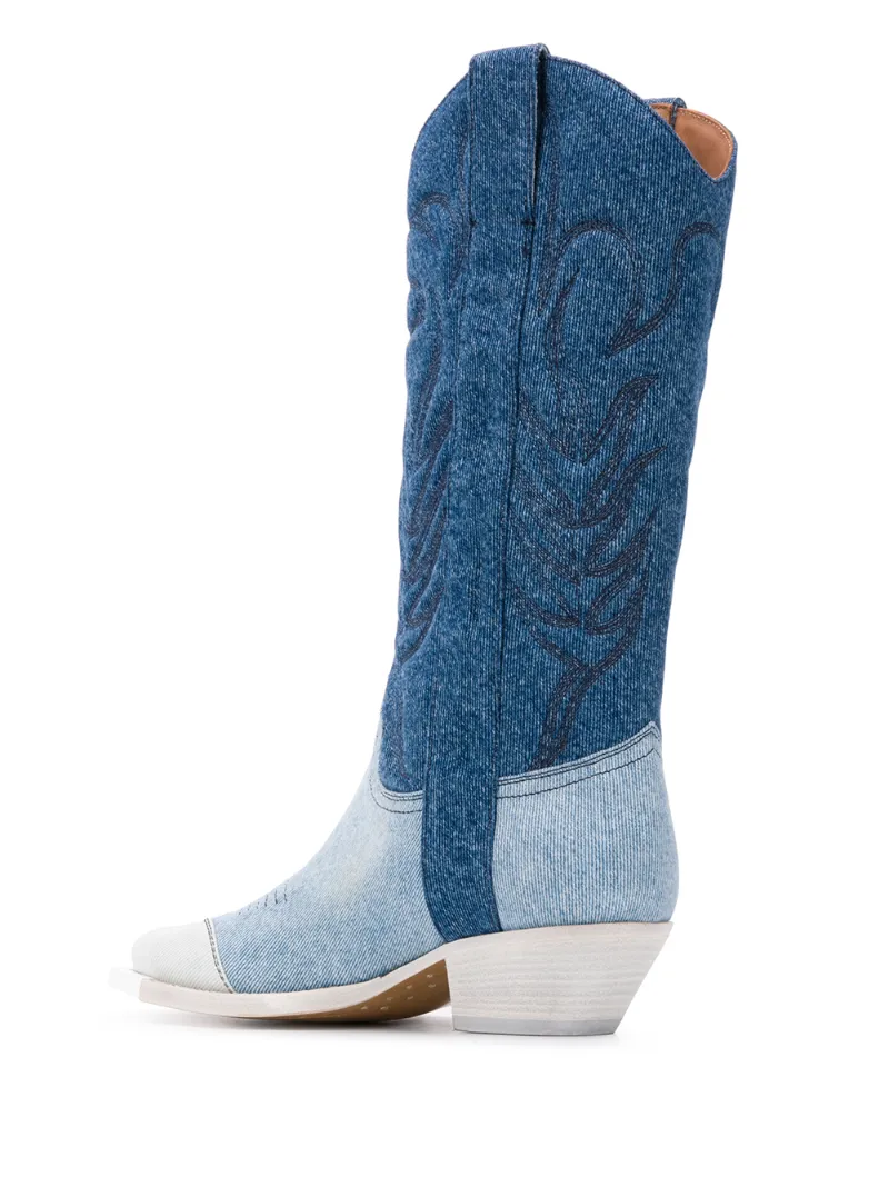 OFF-WHITE DENIM COWBOY BOOTS
