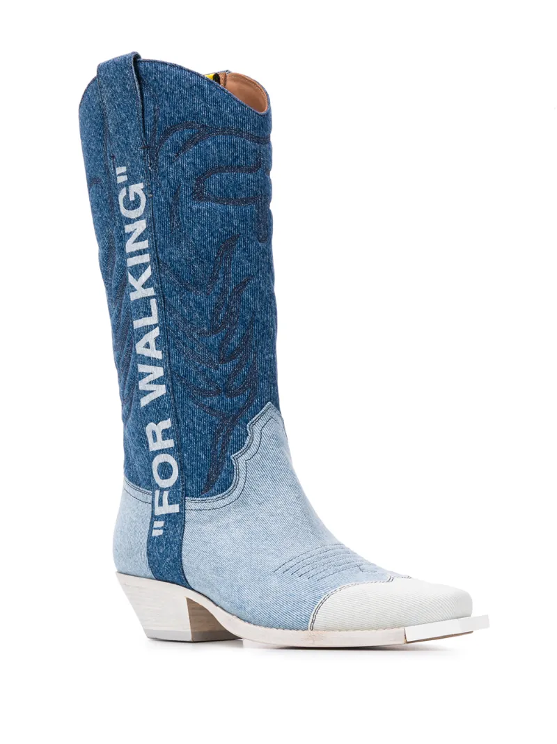 OFF-WHITE DENIM COWBOY BOOTS