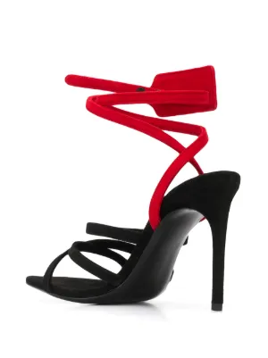 off white zip tie high heel sandals