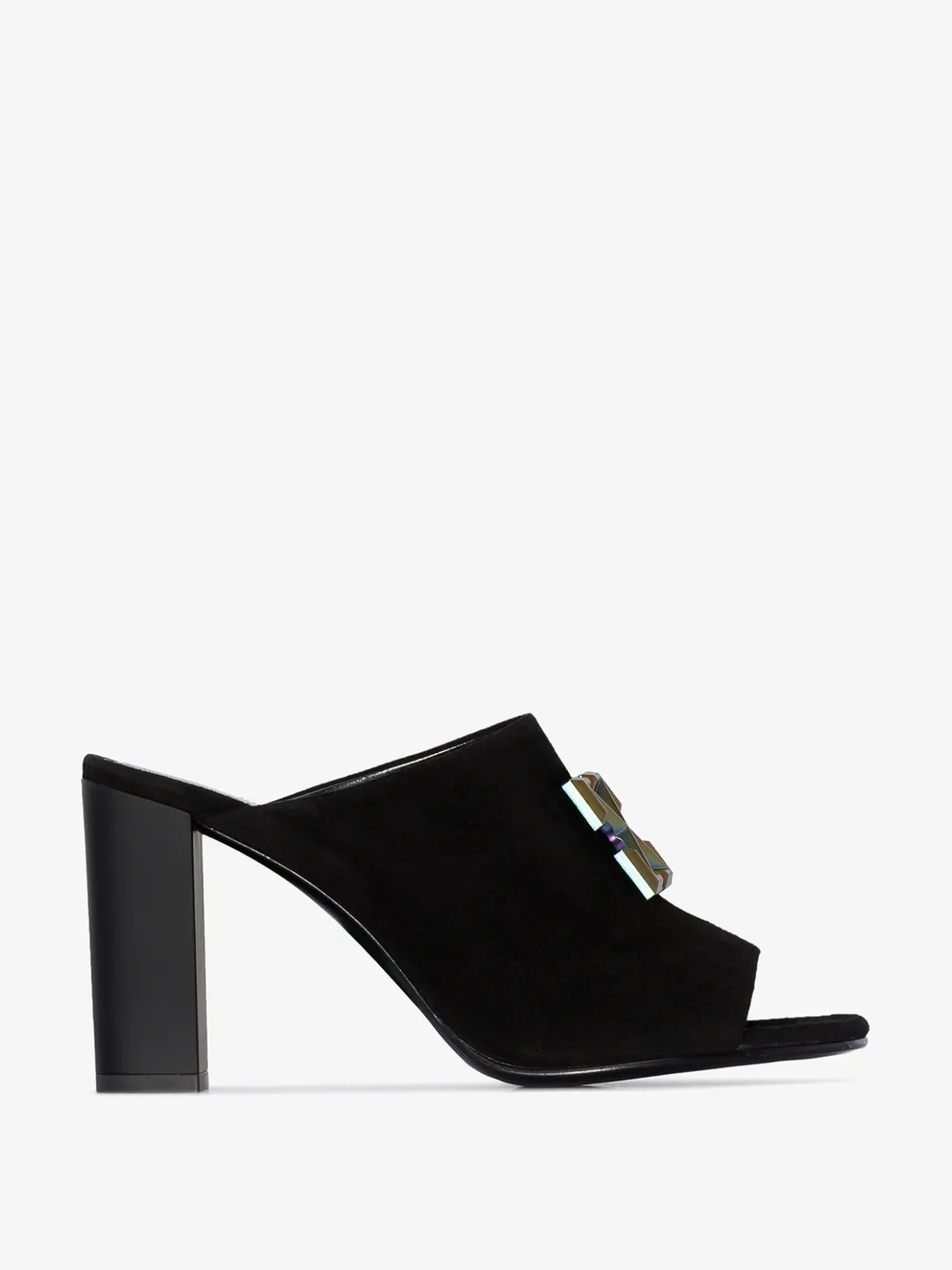 OFF-WHITE BLACK 85 METALLIC ARROW SUEDE PUMPS,OWIA202R20B43068100014749021
