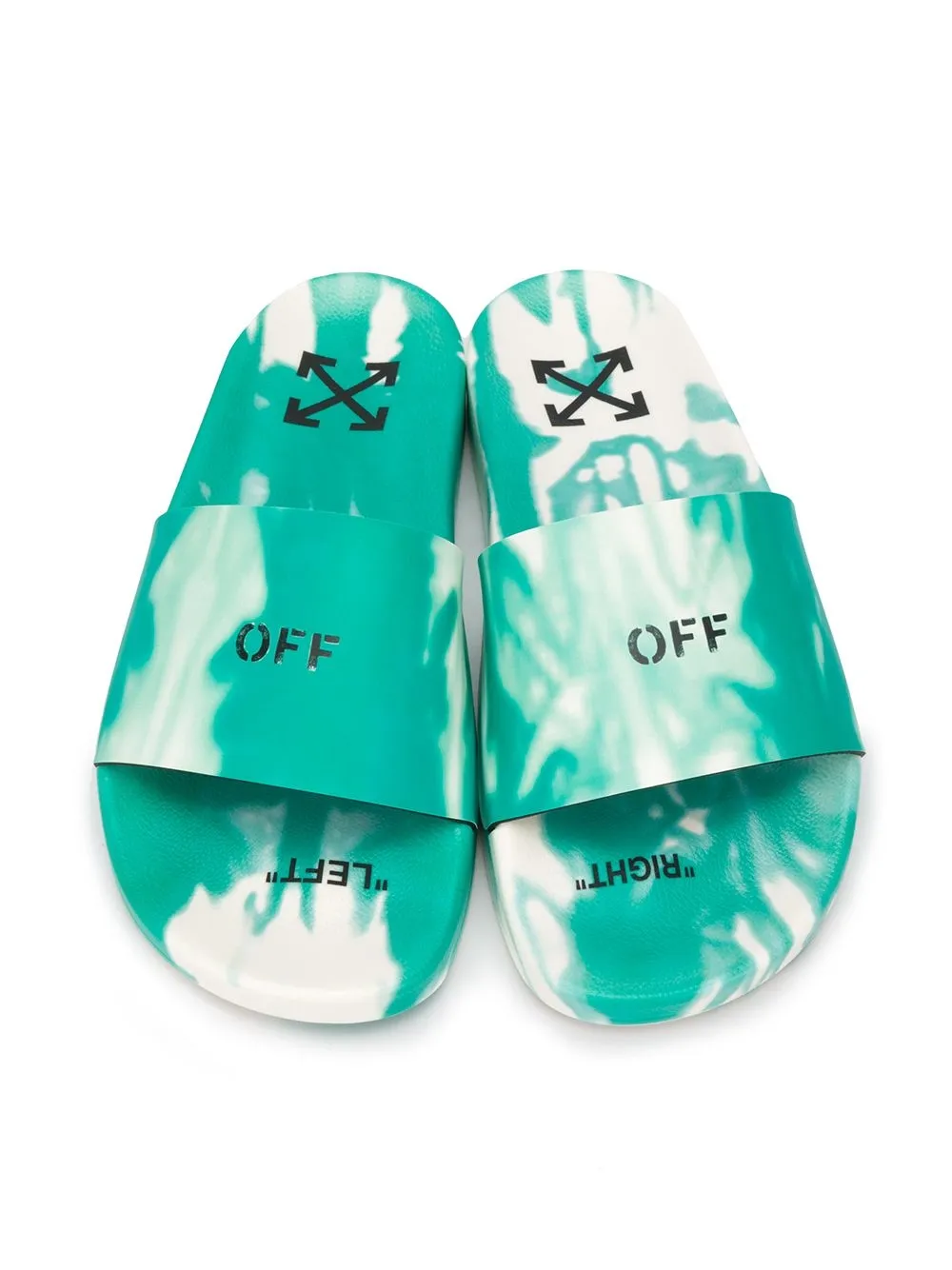 Off-White Badslippers met tie-dye effect Groen