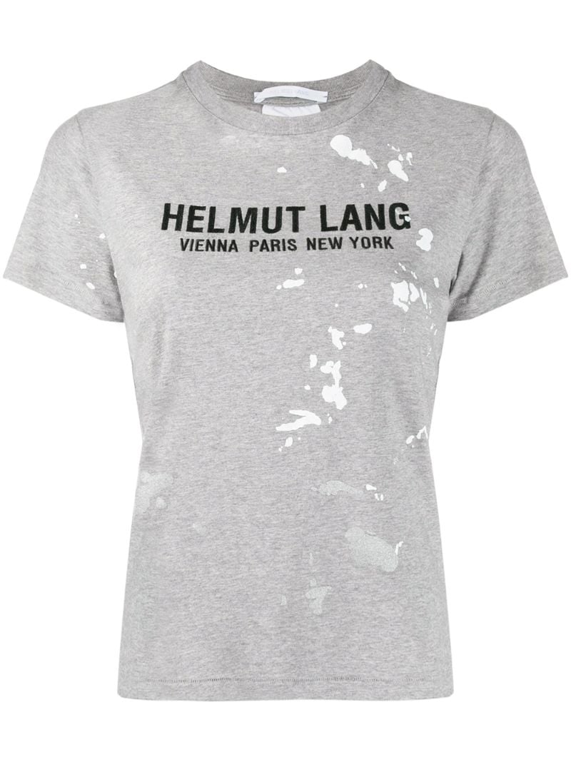 HELMUT LANG PAINT-SPLATTERED LOGO-PRINT T-SHIRT