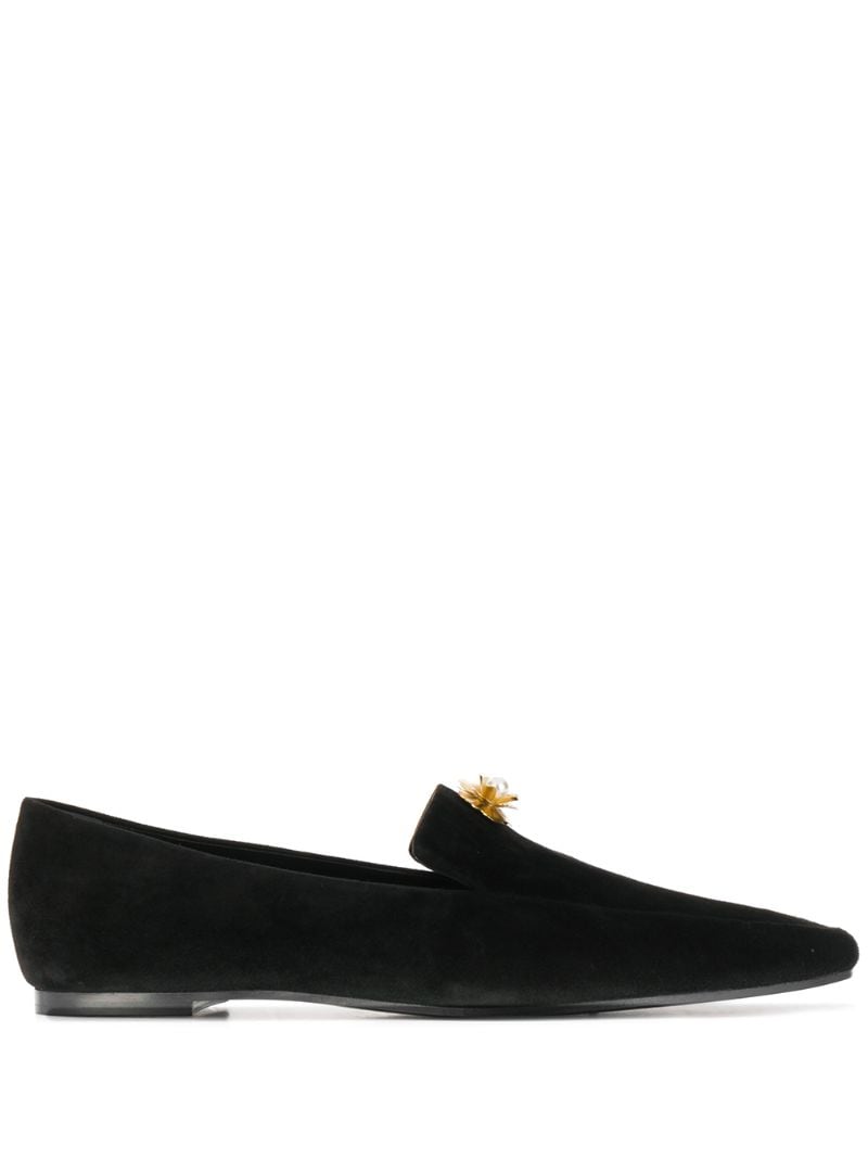 The Row Minimal Broche-embellished Loafers In Black