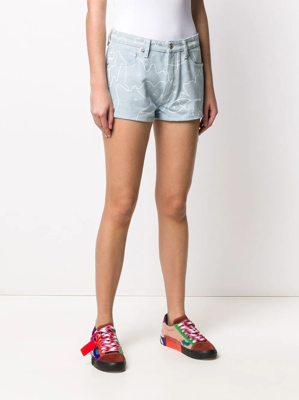  Off White 'puzzle' Jeans Shorts   Blue White 