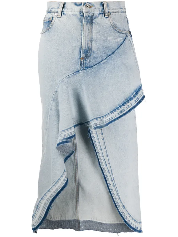 jean skirt with ruffles