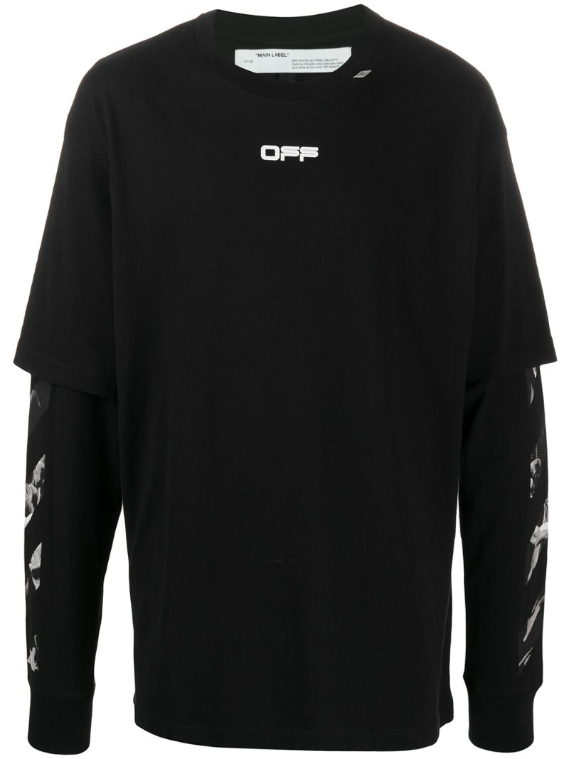 Off-white Caravaggio-print Layered T-shirt In Black