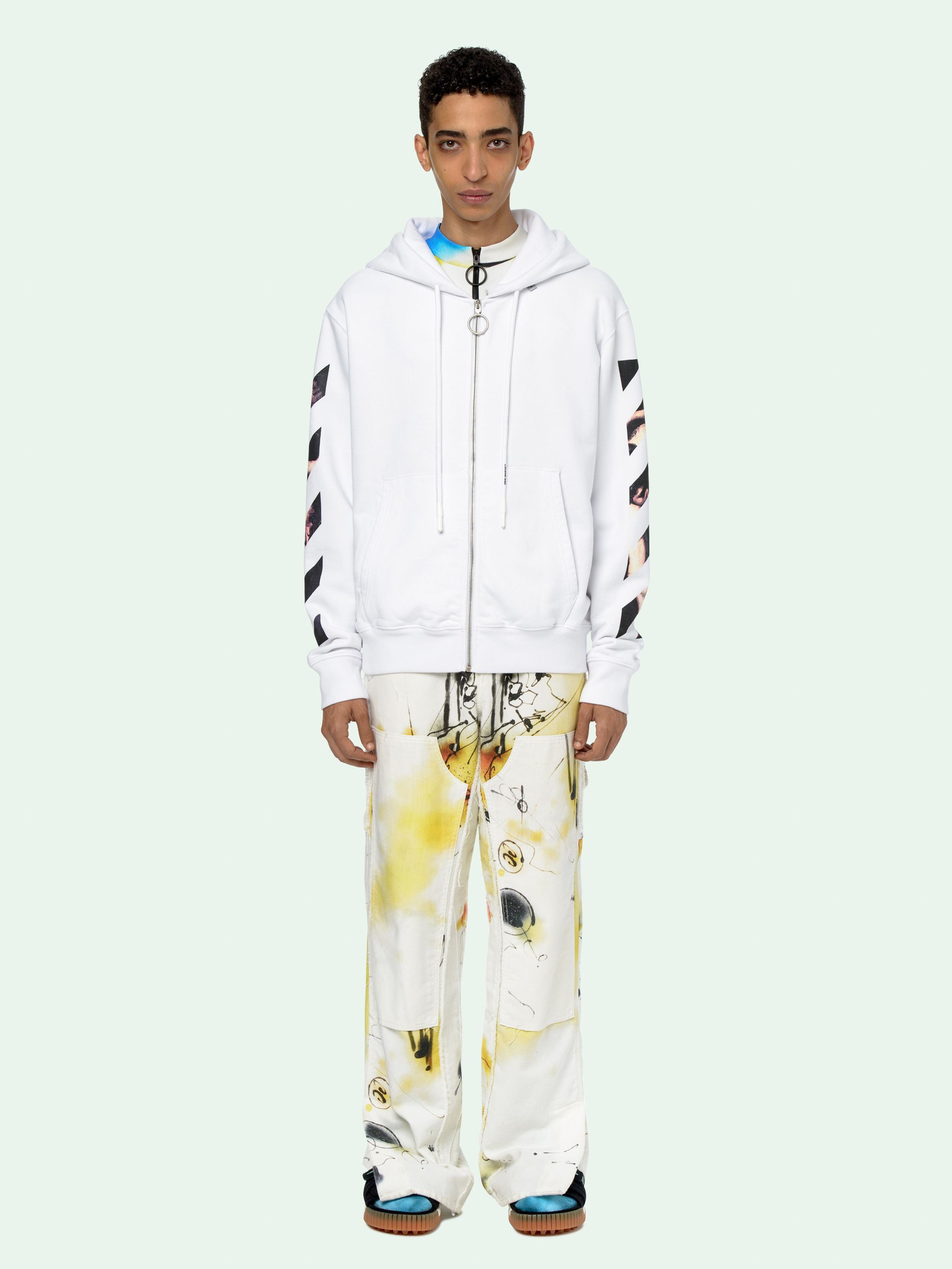 off white full zip hoodie