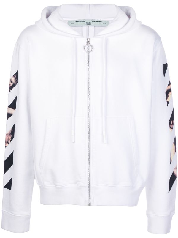 off white full zip hoodie